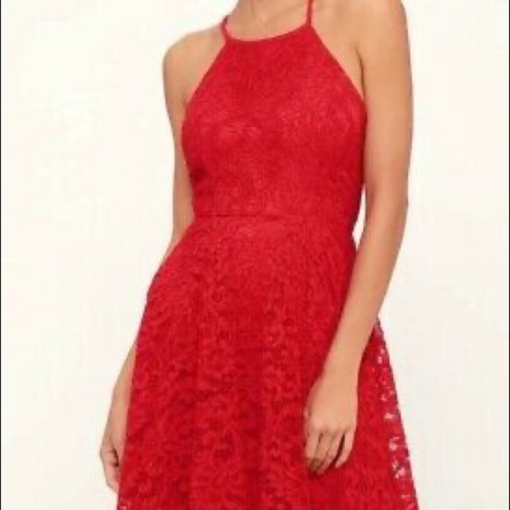 Lulus red lace dress in XS